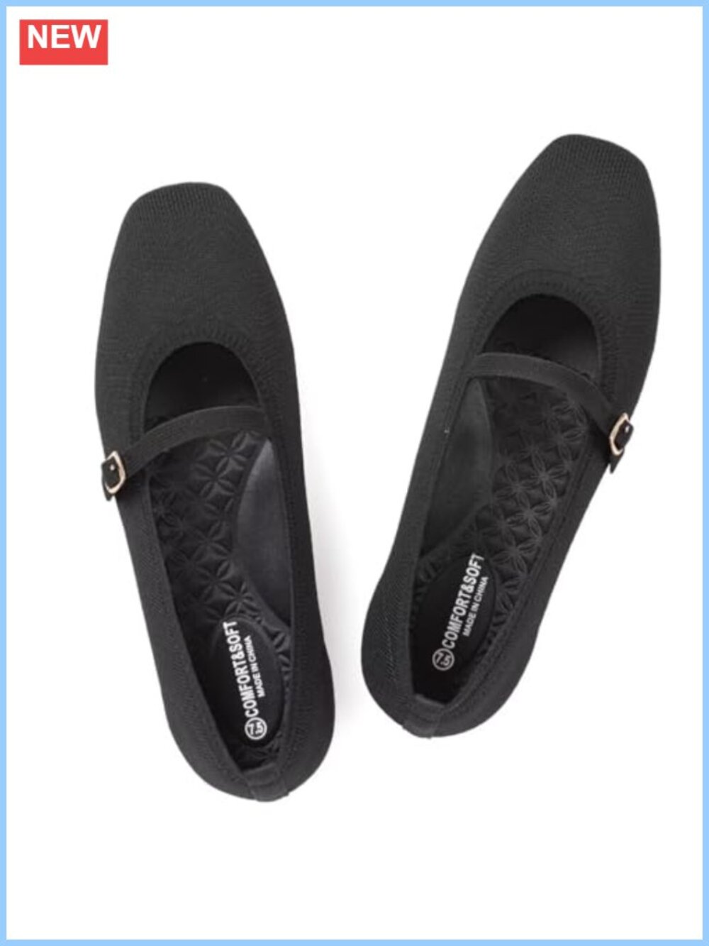 Women's Mary Jane Flats Slip On Square Toe Washable Knit Shoes